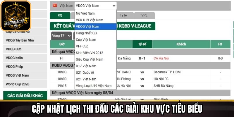 Lịch Thi Đấu Keonhacai - Cập Nhật Thời Gian, Địa Điểm 169 Cập nhật lịch thi đấu các giải khu vực tiêu biểu